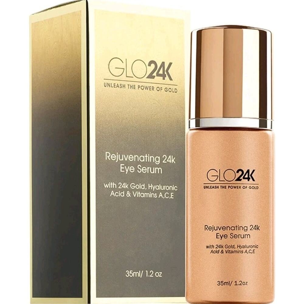 GLO24K Rejuvenating 24K Eye Serum with‎ 24K Gold~Hyaluronic Acid~Vitamin A,C,E